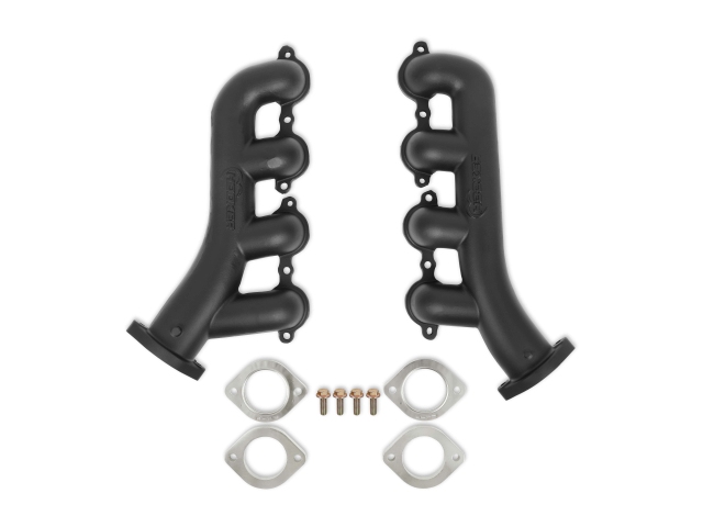 HOOKER BLACKHEART Cast Iron Exhaust Manifolds, Black Ceramic Finish (1982-2004 GM S-10 & Sonoma LS)