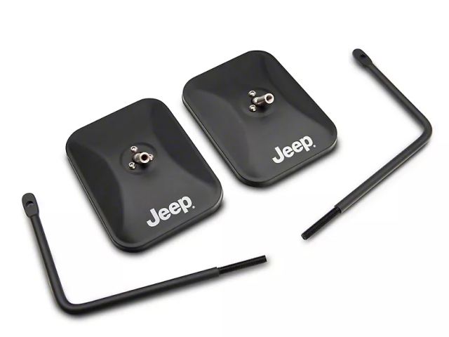 Jeep Rectangular Adventure Mirrors w/ Printed Jeep Logo (2007-2018 Jeep Wrangler JK & JKU)