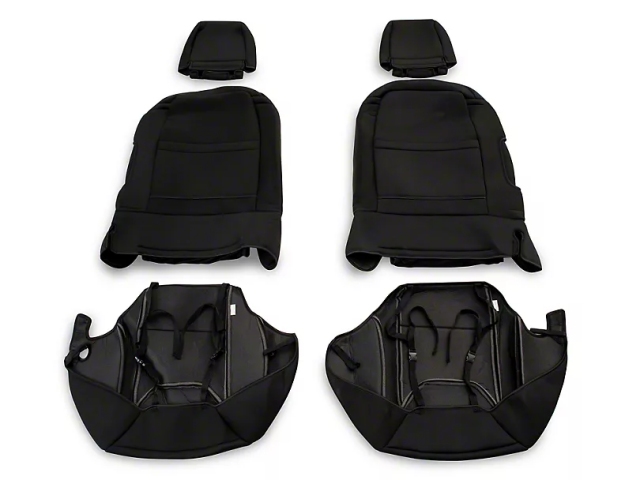 Jeep Custom Fit Front & Rear Seat Covers w/ Jeep Logo, Black (2013-2018 Jeep Wrangler JKU)