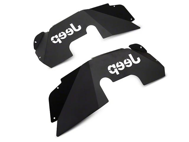 Jeep Aluminum Inner Fender Liners w/ Jeep Logo, Front, Textured Black (2007-2018 Jeep Wrangler JK & JKU)