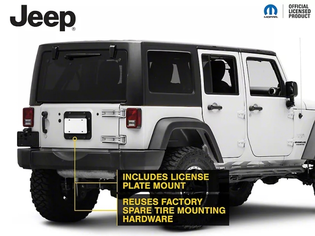 Jeep Spare Tire Delete w/ License Plate Mount & Jeep Logo (2007-2018 Jeep Wrangler JK & JKU)