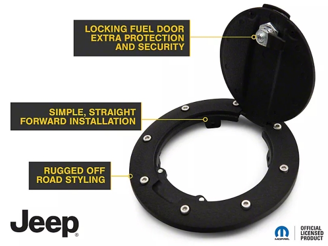 Jeep Locking Fuel Door w/ Printed Jeep Logo (2007-2018 Jeep Wrangler JK & JKU)