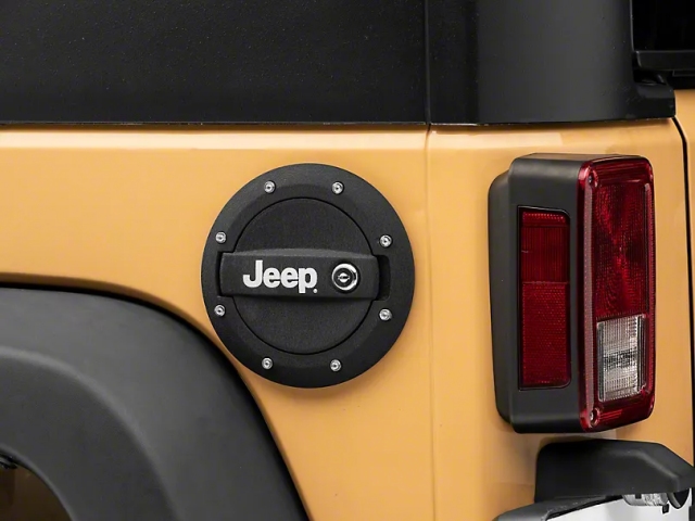 Jeep Locking Fuel Door w/ Printed Jeep Logo (2007-2018 Jeep Wrangler JK & JKU)