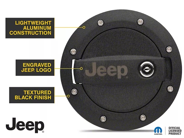 Jeep Locking Fuel Door w/ Engraved Jeep Logo (2007-2018 Jeep Wrangler JK & JKU)