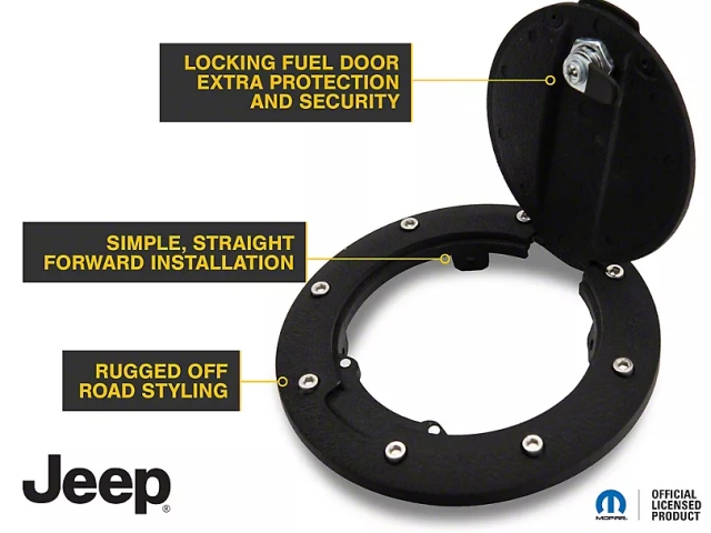 Jeep Locking Fuel Door w/ Engraved Jeep Logo (2007-2018 Jeep Wrangler JK & JKU)