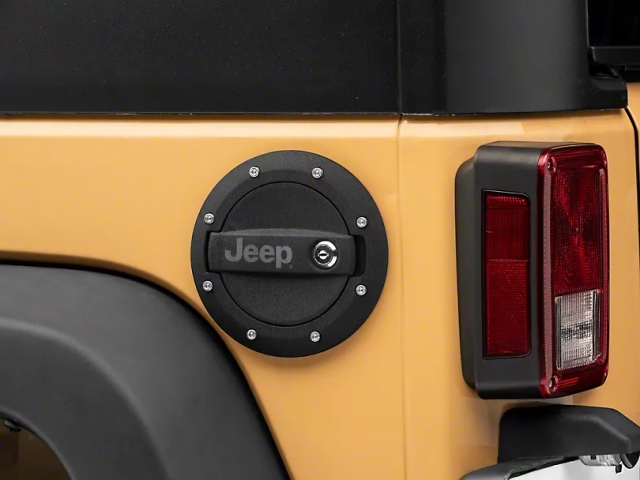 Jeep Locking Fuel Door w/ Engraved Jeep Logo (2007-2018 Jeep Wrangler JK & JKU)