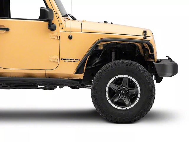 Jeep Tubular Fender Flares w/ LED DRL & Jeep Logo, Front (2007-2018 Jeep Wrangler JK & JKU)