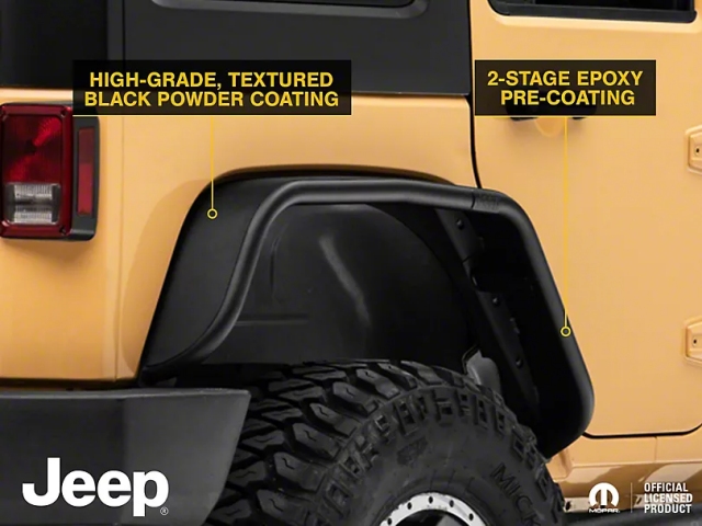 Jeep Tubular Fender Flares w/ Jeep Logo, Rear (2007-2018 Jeep Wrangler JK & JKU)