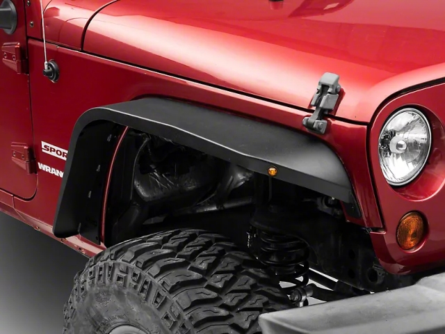 Jeep Tubular Slim Fender Flares w/ Jeep Logo, Front (2007-2018 Jeep Wrangler JK & JKU)