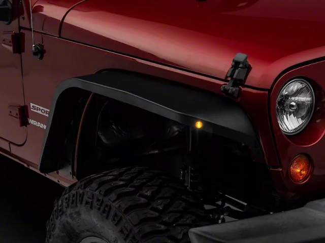 Jeep Tubular Slim Fender Flares w/ Jeep Logo, Front (2007-2018 Jeep Wrangler JK & JKU)