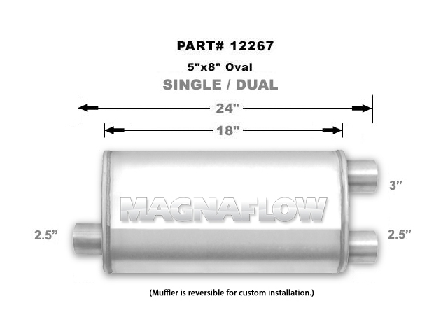 MagnaFlow 5" x 8" Oval Body Muffler (Camaro & Firebird V8) - Click Image to Close