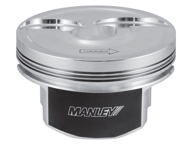 MANLEY PLATINUM SERIES Standard Pistons, -7cc DISH [Bore Size 3.800" | Over Size +.020" | Rod Length 6.125" | Stroke 4.000" | Comp Distance 1.115" | Piston Wt/Gms 405] (GM 5.3L LS) - Click Image to Close