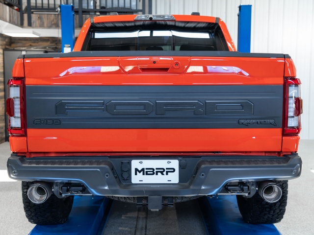 MBRP ARMOR PRO "STREET" Axle-Back Exhaust w/ Carbon Fiber Tips, 3" (2021-2022 F-150 Raptor) - Click Image to Close