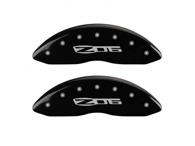 MGP Caliper Covers, Front & Rear, Black, Silver Engraving (2006-2013 Corvette Z06) - Click Image to Close