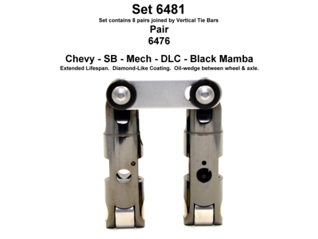Morel BLACK MAMBA Mechanical Roller Lifters (SBC/BUICK .842D T/B U/P P/O (.180 LEFT INT O/S) DLC)