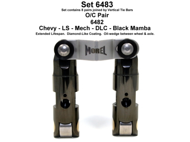 Morel BLACK MAMBA Mechanical Roller Lifters (BLACK MAMBA LS .842D T/B U/P P/O +.300 O/C; FITS 5 & 6 HBP DLC) - Click Image to Close
