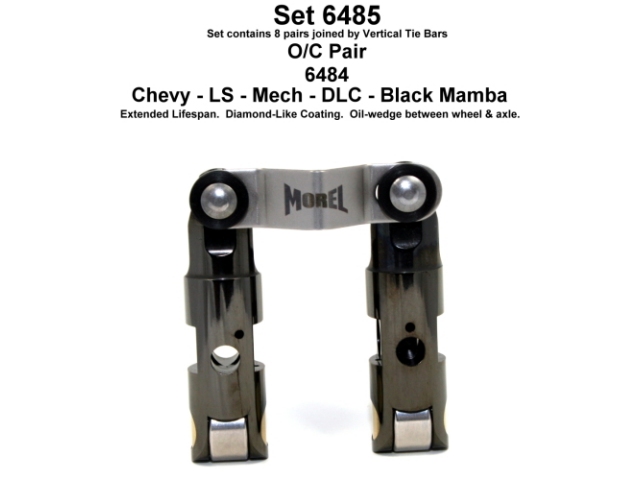 Morel BLACK MAMBA Mechanical Roller Lifters (BLACK MAMBA LS .842D T/B U/P P/O +.300 DLC) - Click Image to Close