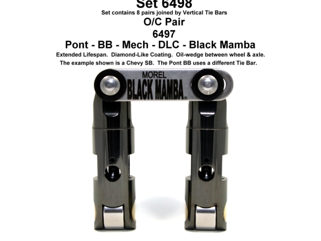 Morel BLACK MAMBA Mechanical Roller Lifters (BLACK MAMBA PONT .842D T/B U/P P/O +.300 O/C DLC)