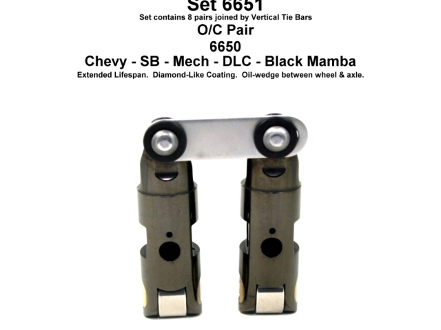Morel BLACK MAMBA Mechanical Roller Lifters (BLACK MAMBA SBC .903D T/B U/P P/O +.300 O/C DLC)
