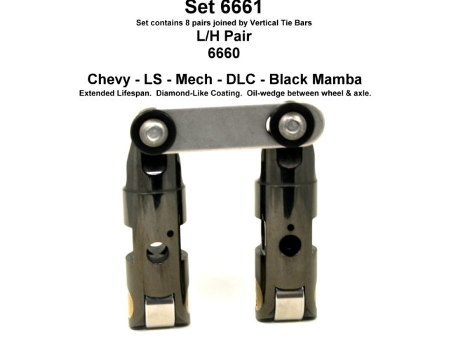 Morel BLACK MAMBA Mechanical Roller Lifters (BLACK MAMBA LS .903D T/B U/P P/O +.300 (.180 LEFT INT O/S); FITS 5 & 6 HBP DLC)
