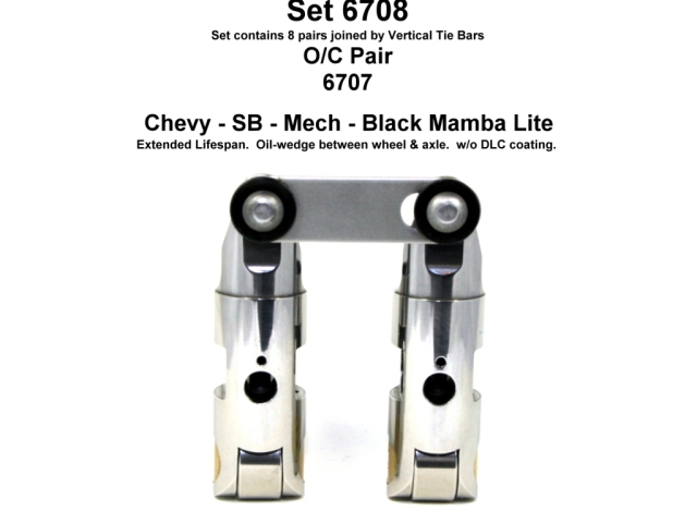 Morel BLACK MAMBA LITE Mechanical Roller Lifters (BLACK MAMBA LITE SBC .903D T/B U/P P/O +.300 O/C W/O DLC)