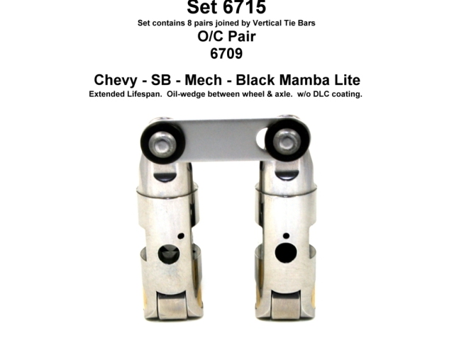 Morel BLACK MAMBA LITE Mechanical Roller Lifters (BLACK MAMBA LITE SBC/BUICK .903D T/B U/P P/O (.180 LEFT INT O/S) W/O DLC) - Click Image to Close
