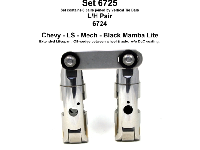 Morel BLACK MAMBA LITE Mechanical Roller Lifters (BLACK MAMBA LITE LS .903D T/B U/P P/O +.300 (.180 LEFT INT O/S); FITS 5 & 6 HBP W/O DLC) - Click Image to Close