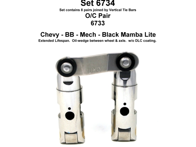 Morel BLACK MAMBA LITE Mechanical Roller Lifters (BLACK MAMBA LITE BBC .903D T/B U/P P/O .903 +.300 O/C DLC)