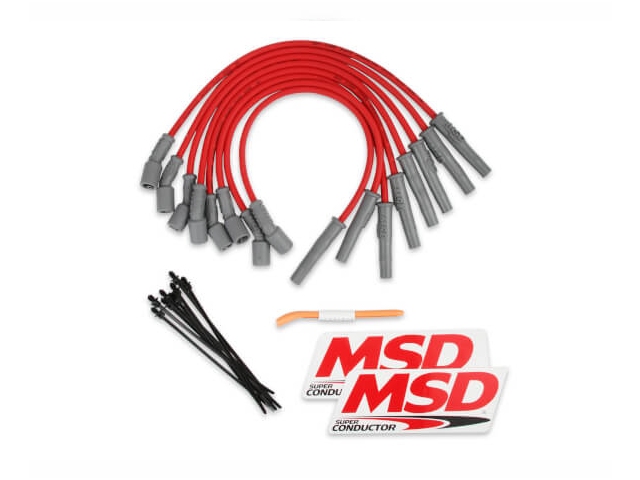 MSD 8.5mm Super Conductor Spark Plug Wire Set, Red (2011-2014 F-150 SVT Raptor 6.2L V8)