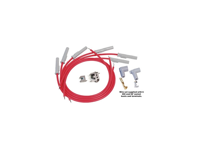 MSD Two-In-One Universal Spark Plug Wire Set, Red (6-Cylinder Engine)