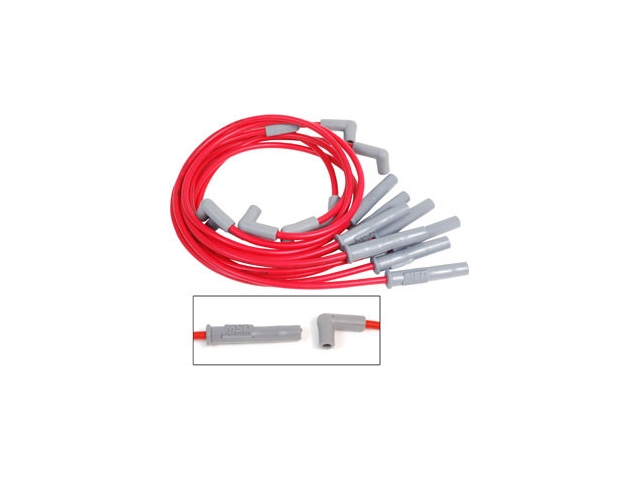 MSD 8.5mm Super Conductor Spark Plug Wire Set, Red (1977-1993 Mustang 5.0L) - Click Image to Close