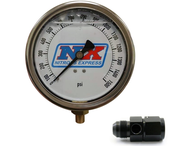 NITROUS EXPRESS Nitrous Pressure Gauge w/ 6AN Adapter, 4" (0-1500 PSI)