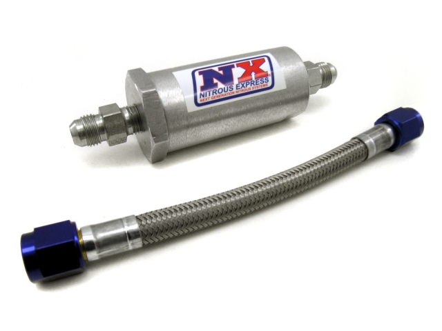 Nitrous Express D-4 "Pure-Flo" N2O Filter & 7" Stainless Hose - Click Image to Close