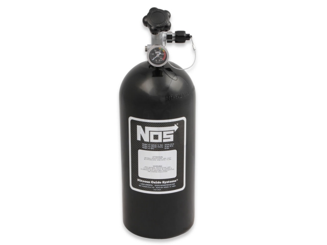 NOS Nitrous Bottle w/ Super Hi-Flo Valve & Racer Safety Adapter, Black, 10 Pound