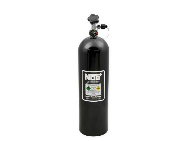 NOS Super Hi-Flow Nitrous Bottle w/ Racer Safety Valve, Black (15 Pound) - Click Image to Close