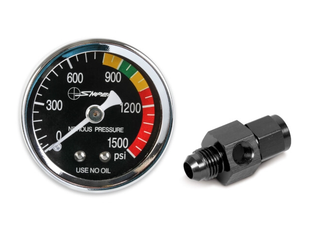 NOS SNIPER Nitrous Gauge w/ -6AN Adapter, 1-1/2", Black (0-1500 PSI) - Click Image to Close