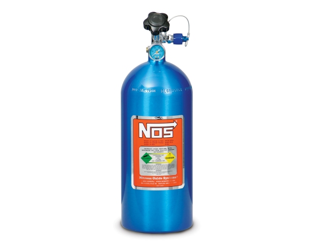 NOS Electric Blue Nitrous Bottle w/ Hi-Flow Valve, 10 Pound - Click Image to Close