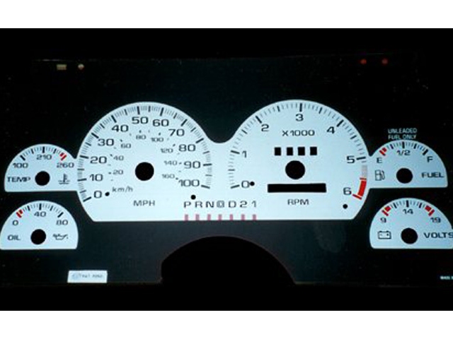 NR Auto Replacement Gauge Face, White/Black (1995-1996 S-10 & Blazer A/T) - Click Image to Close