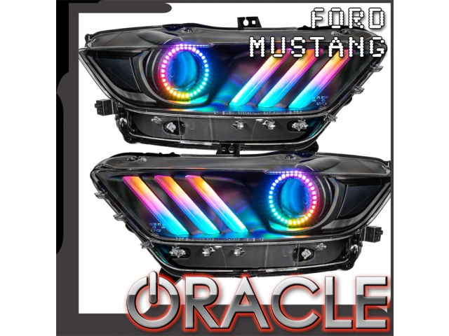 ORACLE DYNAMIC COLORSHIFT Head Lights, BLACK EDITION (2015-2017 Ford Mustang)