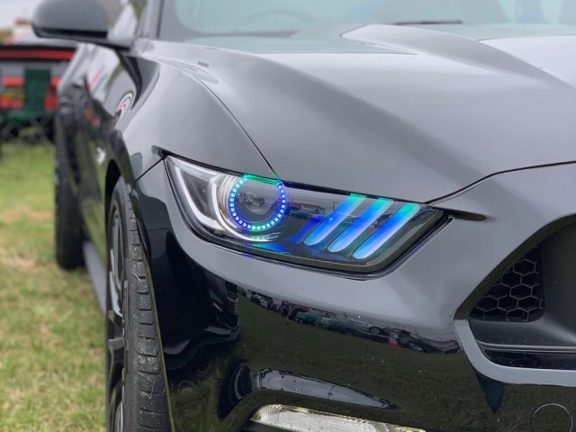 ORACLE DYNAMIC COLORSHIFT Head Lights, BLACK EDITION (2015-2017 Ford Mustang)