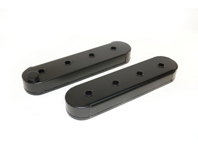 PRW Aluminum Fabricated Valve Covers, Black Satin Anodized (GM LS) - Click Image to Close