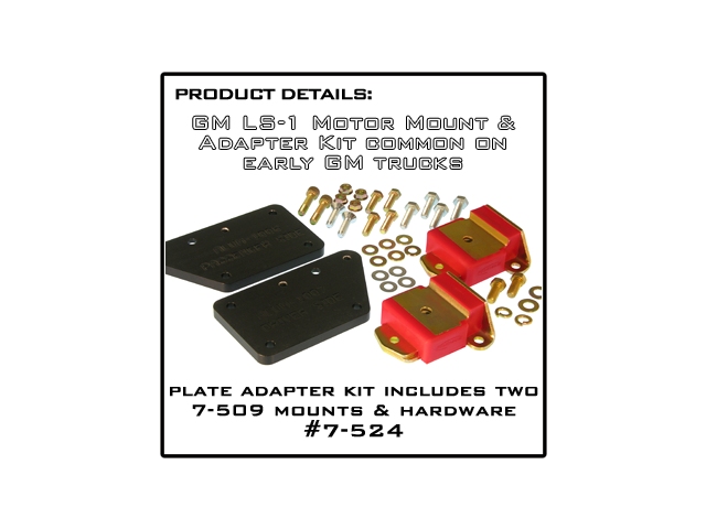 PROTHANE Motor Mounts Adapter Kit, Red (1963-1972 GM Truck LS) - Click Image to Close
