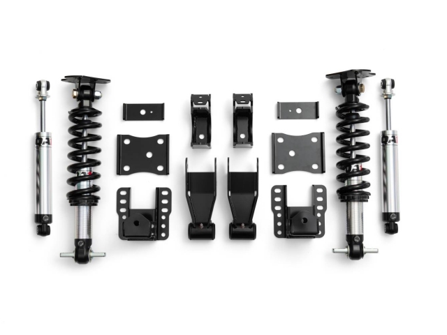 QA1 FULL-VEHICLE LOWERING KIT [Drive Type 2WD | Valving Double | 4" to 6" Rear Drop w/ Spindles] (2014-2018 Chevrolet Silverado & GMC Sierra 1500) - Click Image to Close