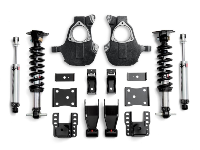 QA1 FULL-VEHICLE LOWERING KIT [Drive Type 4WD | Valving Single | 4" to 6" Rear Drop w/ Spindles] (2014-2018 Chevrolet Silverado & GMC Sierra 1500)