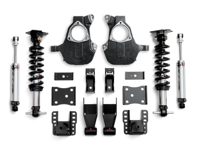 QA1 FULL-VEHICLE LOWERING KIT [Drive Type 2WD | Valving Double | 4" to 6" Rear Drop w/ Spindles] (2014-2018 Chevrolet Silverado & GMC Sierra 1500) - Click Image to Close