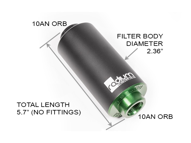 radium ENGINEERING High Flow Fuel Filter, Stainless, 10 Micron