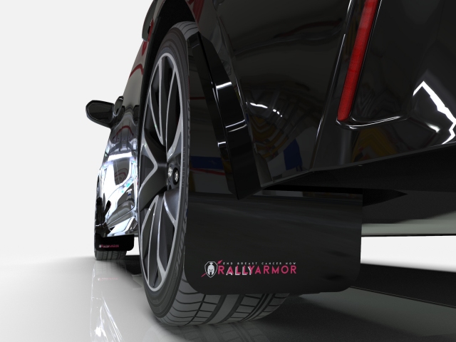 RALLY ARMOR BCE Black Mud Flaps w/ Pink Logo (2017-2021 Tesla Model 3)