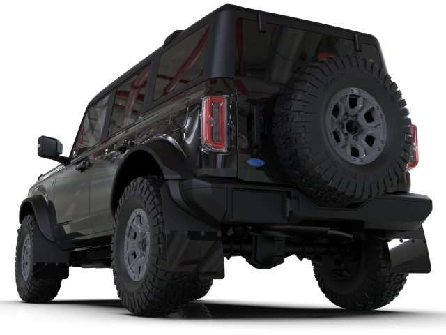RALLY ARMOR Black Mud Flaps w/ Black Logo [NO-PL] (2021-2023 Ford Bronco) - Click Image to Close