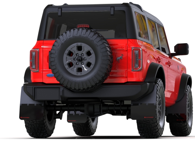 RALLY ARMOR Black Mud Flaps w/ Red Logo [NO-PL] (2021-2023 Ford Bronco)