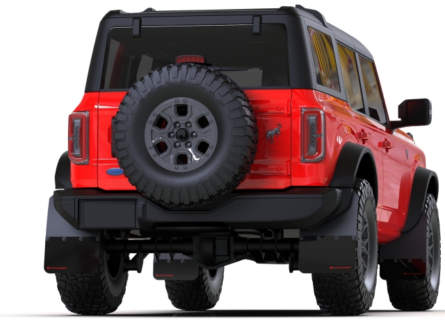 RALLY ARMOR Black Mud Flaps w/ Red Logo [RB-PL] (2021-2023 Ford Bronco)